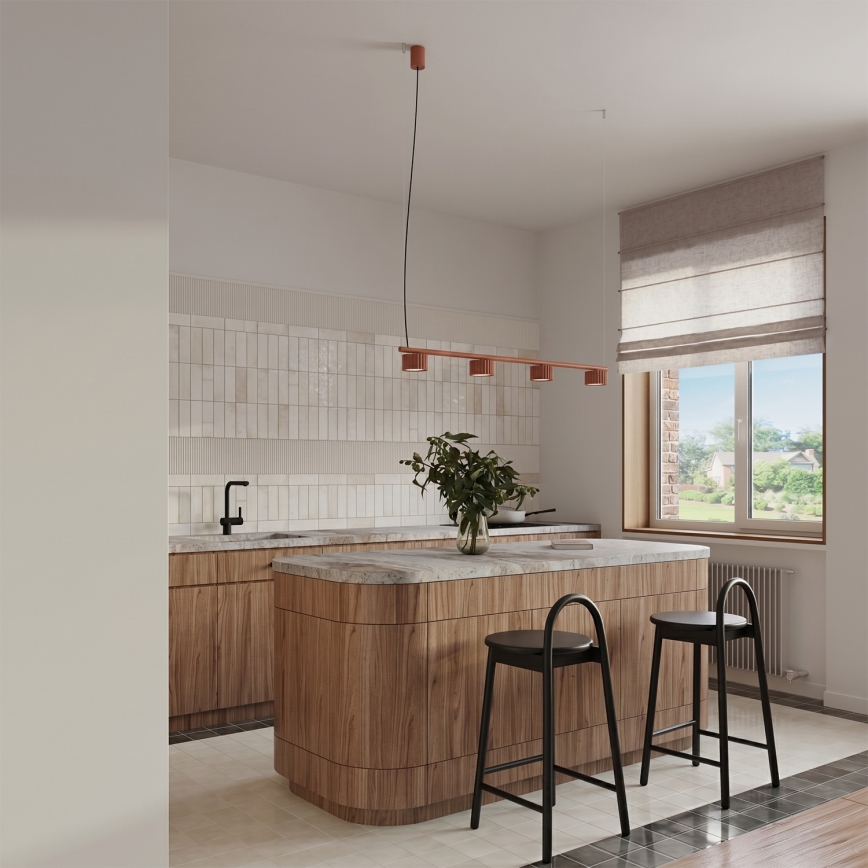 Viseči lestenec AURA na jeklenem kablu 4xGX53/10W/230V rdeča