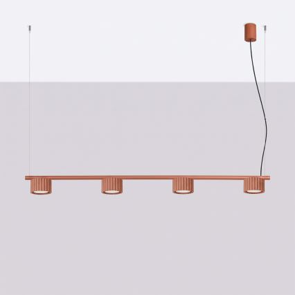 Viseči lestenec AURA na jeklenem kablu 4xGX53/10W/230V rdeča