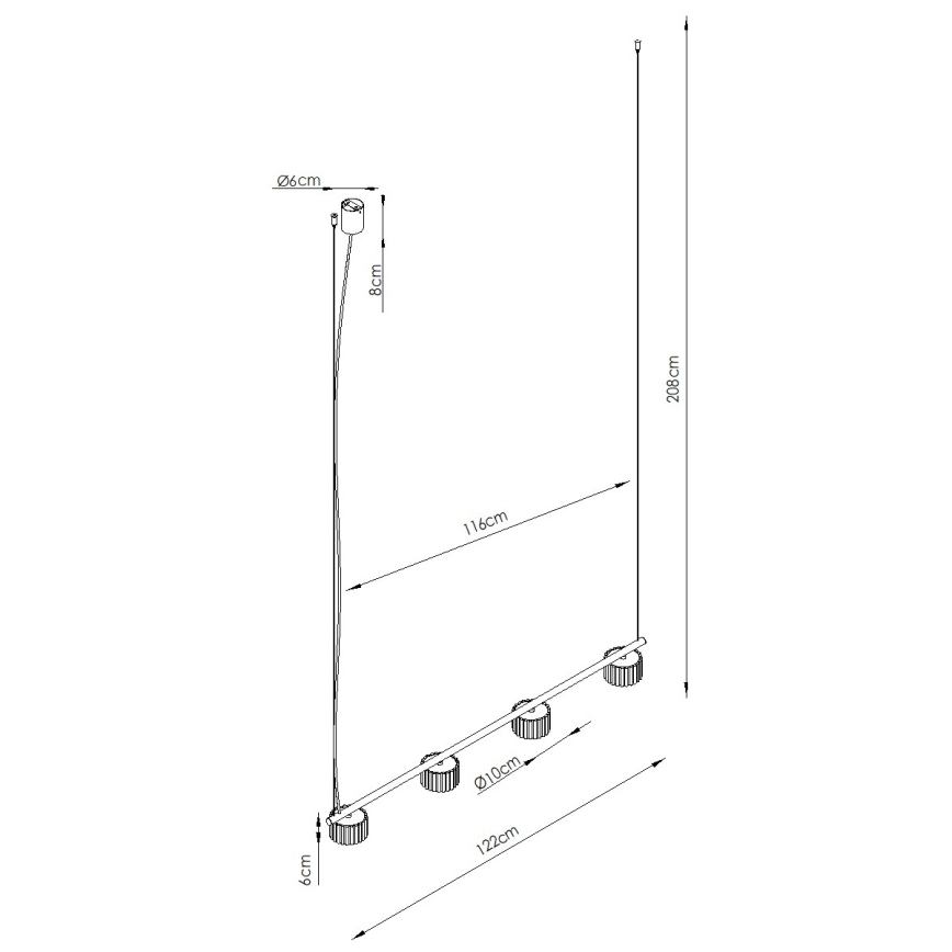 Viseči lestenec AURA na jeklenem kablu 4xGX53/10W/230V rdeča