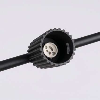 Lestenec na jekleni vrvi KARBON 4xGU10/10W/230V črna