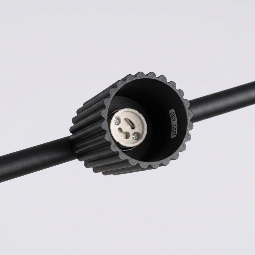 Lestenec na jekleni vrvi KARBON 4xGU10/10W/230V črna