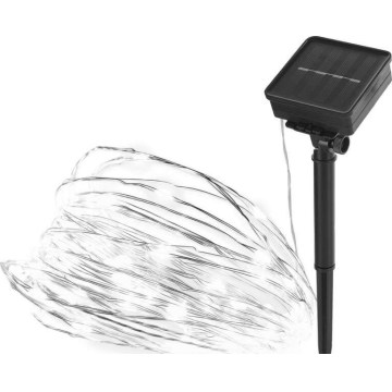 Sončni svetlobni niz 120xLED/2,4W/1,2V 12m IP44 600 mAh hladna bela