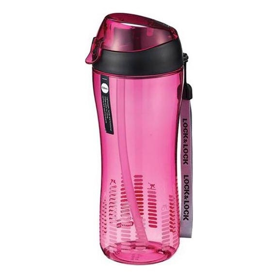 Športna steklenica s slamico 550 mm roza