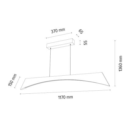 LED Zatemnitveni lestenec na vrvici ZIAD LED/14W/230V hrast