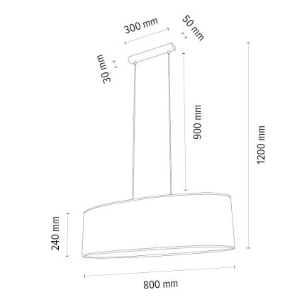 Lestenec na vrvici MERCEDES 2xE27/40W/230V bela/hrast – FSC certifikat