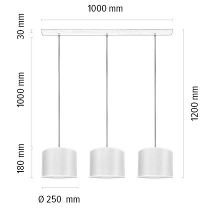 Lestenec na vrvici BENITA 3xE27/40W/230V krem barva/hrast – FSC certifikat