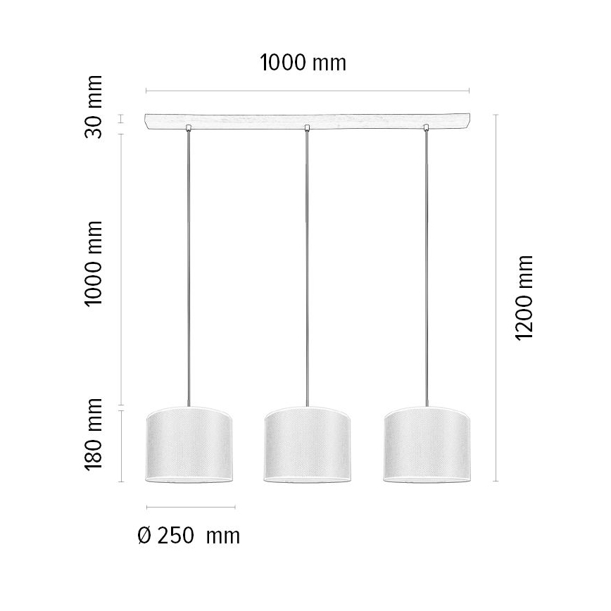Lestenec na vrvici BENITA 3xE27/40W/230V krem barva/hrast – FSC certifikat