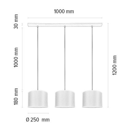 Lestenec na vrvici BENITA 3xE27/40W/230V rjava/hrast – FSC certifikat