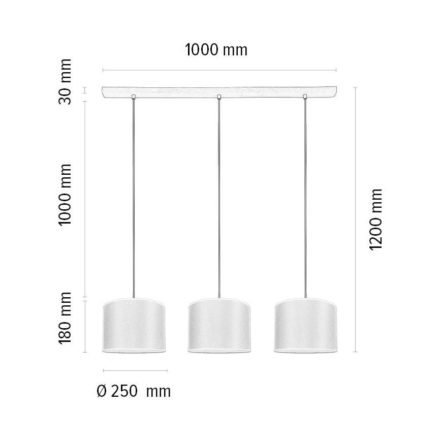 Lestenec na vrvici BENITA 3xE27/40W/230V rjava/hrast – FSC certifikat
