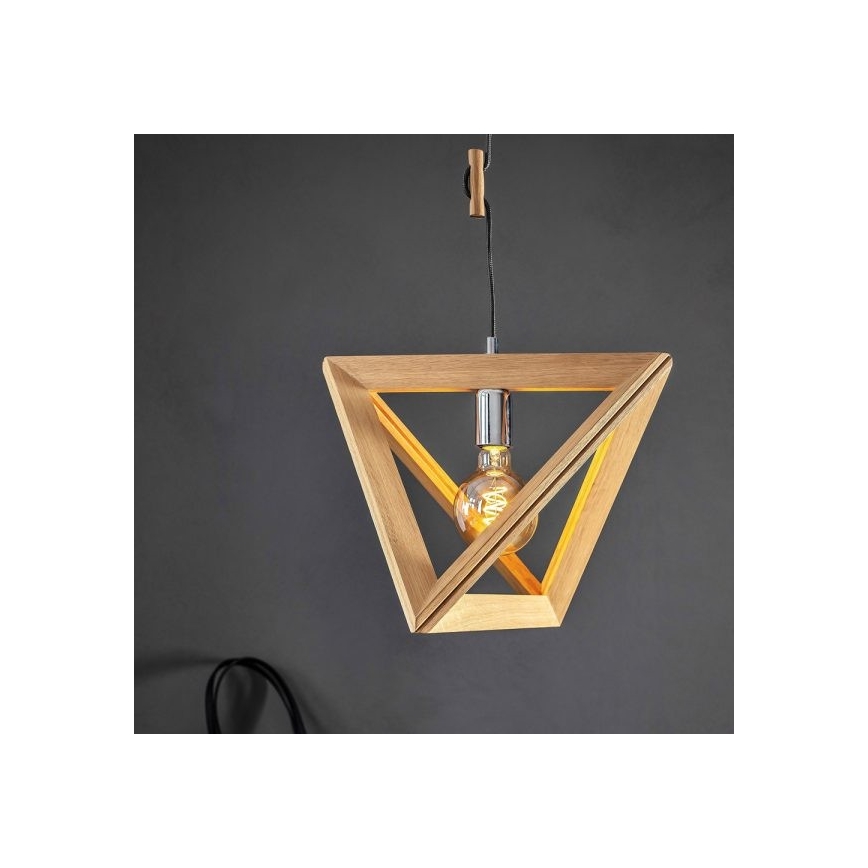 Lestenec na vrvici TRIGONON 1xE27/60W/230V mat hrast  - FSC certifikat