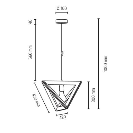 Lestenec na vrvici TRIGONON 1xE27/60W/230V mat hrast  - FSC certifikat