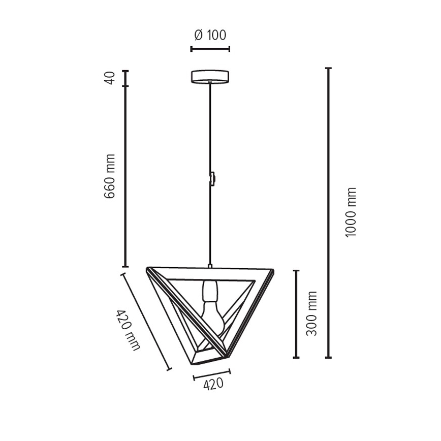 Lestenec na vrvici TRIGONON 1xE27/60W/230V bukev - FSC certifikat