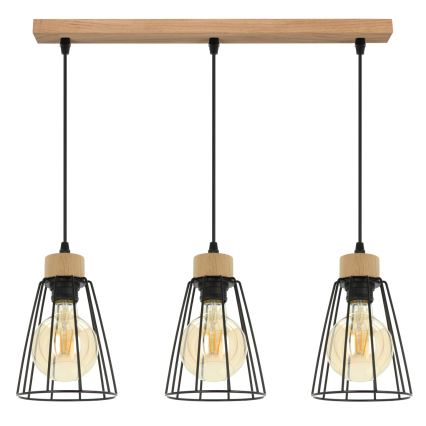 Spot-Light - Lestenec na vrvici ORAZIO 3xE27/60W/230V hrast - FSC certifikat