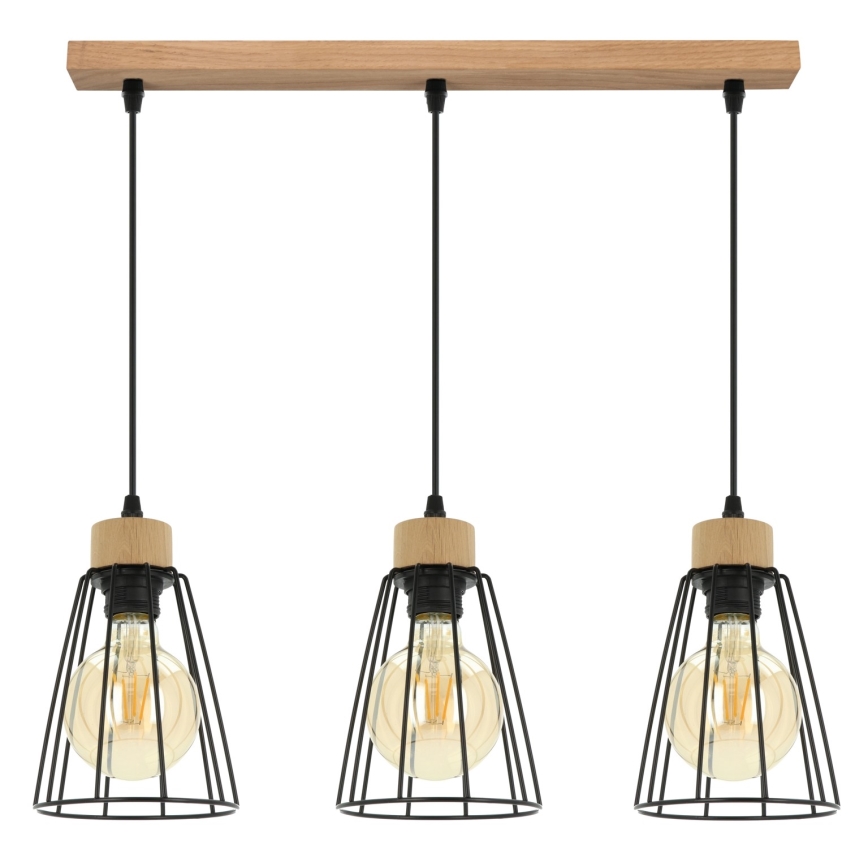 Spot-Light - Lestenec na vrvici ORAZIO 3xE27/60W/230V hrast - FSC certifikat