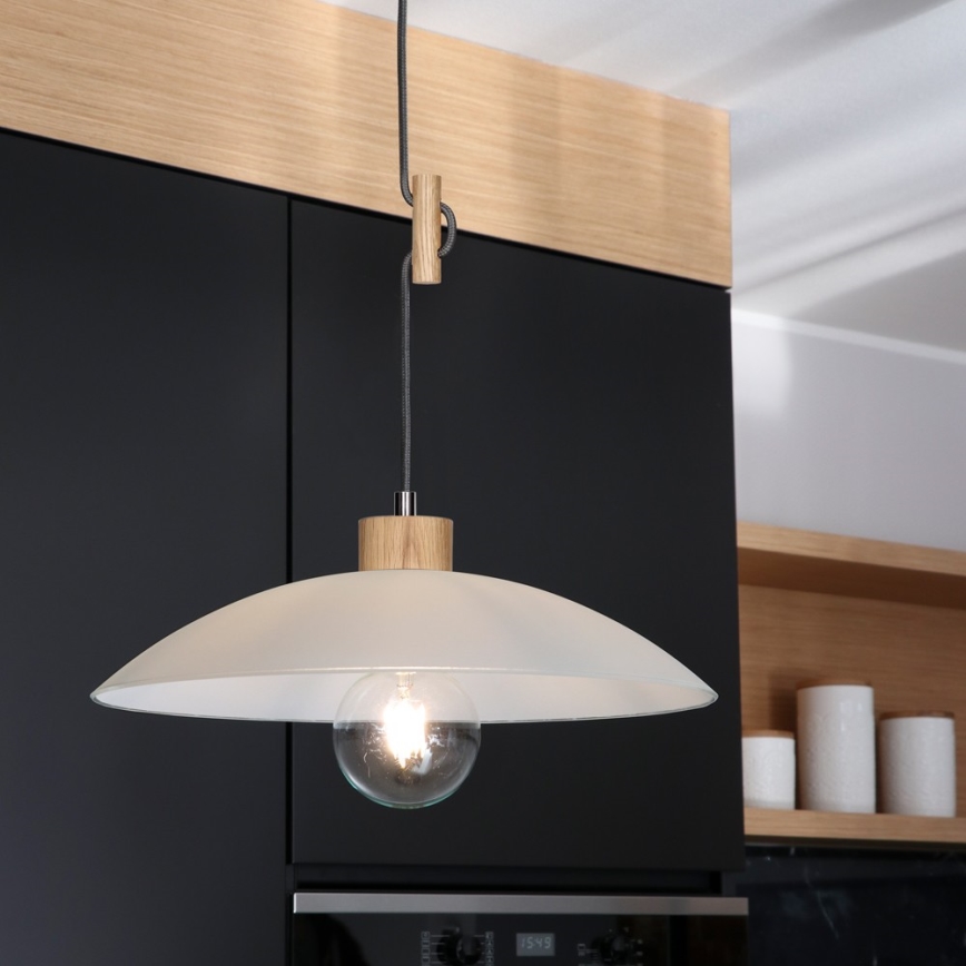 Lestenec na vrvici JONA 1xE27/60W/230V hrast - FSC certifikat