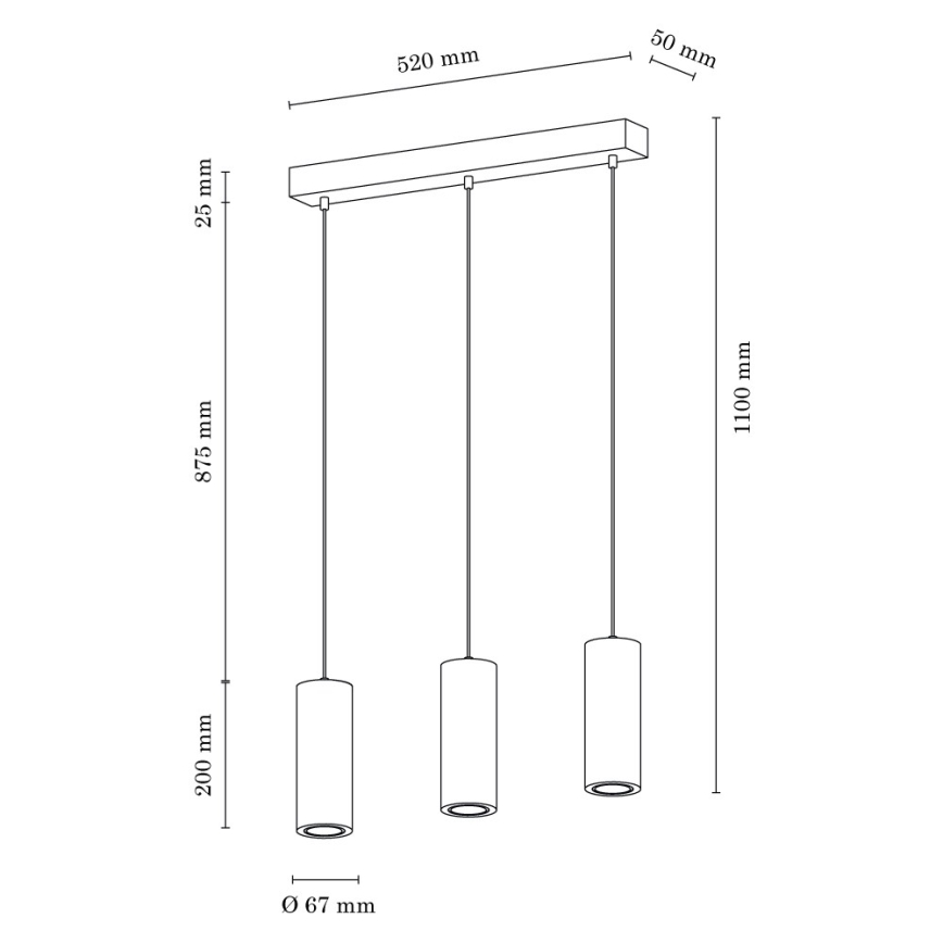 LED Lestenec na vrvici PIPE 3xGU10/5W/230V mat hrast - FSC certifikat