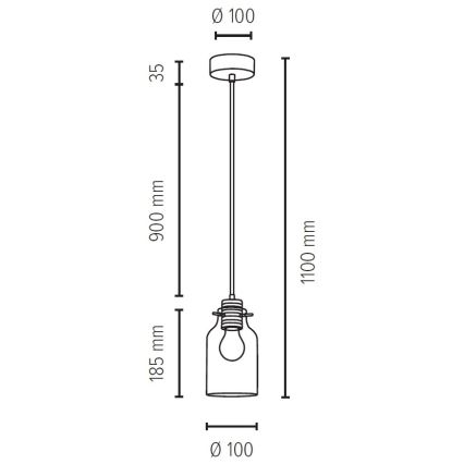 Lestenec na vrvici ALESSANDRO 1xE27/60W/230V hrast - FSC certifikat