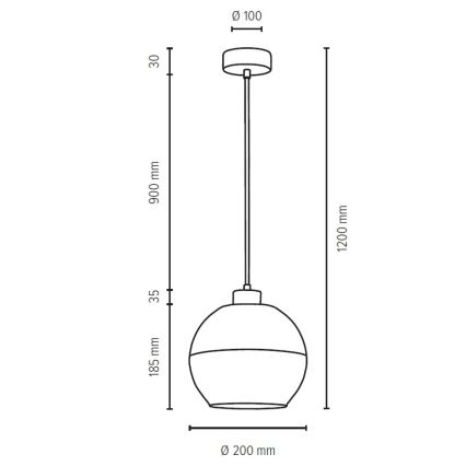 Lestenec na vrvici ALESSANDRO 1xE27/60W/230V hrast - FSC certifikat