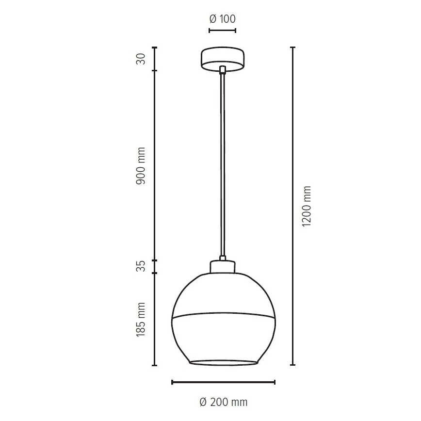 Lestenec na vrvici ALESSANDRO 1xE27/60W/230V hrast - FSC certifikat