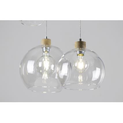 Lestenec na vrvici LAGUNA 1xE27/60W/230V hrast - FSC certifikat