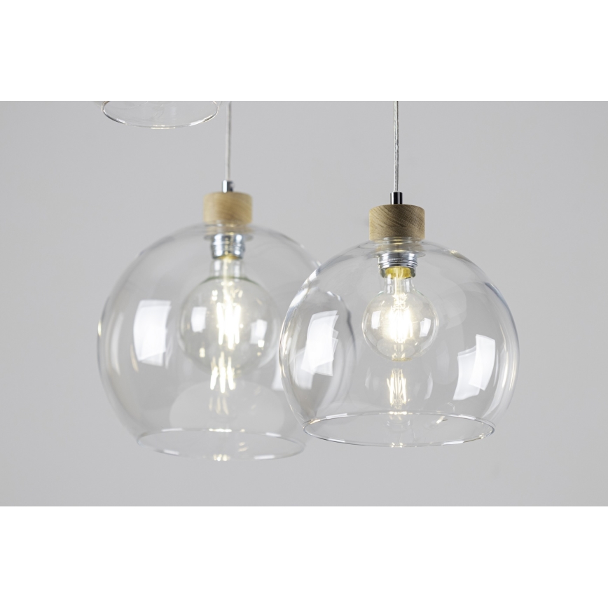 Lestenec na vrvici LAGUNA 1xE27/60W/230V hrast - FSC certifikat