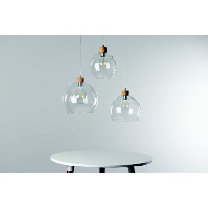 Lestenec na vrvici LAGUNA 1xE27/60W/230V hrast - FSC certifikat