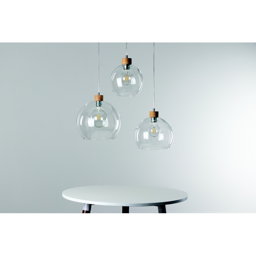 Lestenec na vrvici LAGUNA 1xE27/60W/230V hrast - FSC certifikat