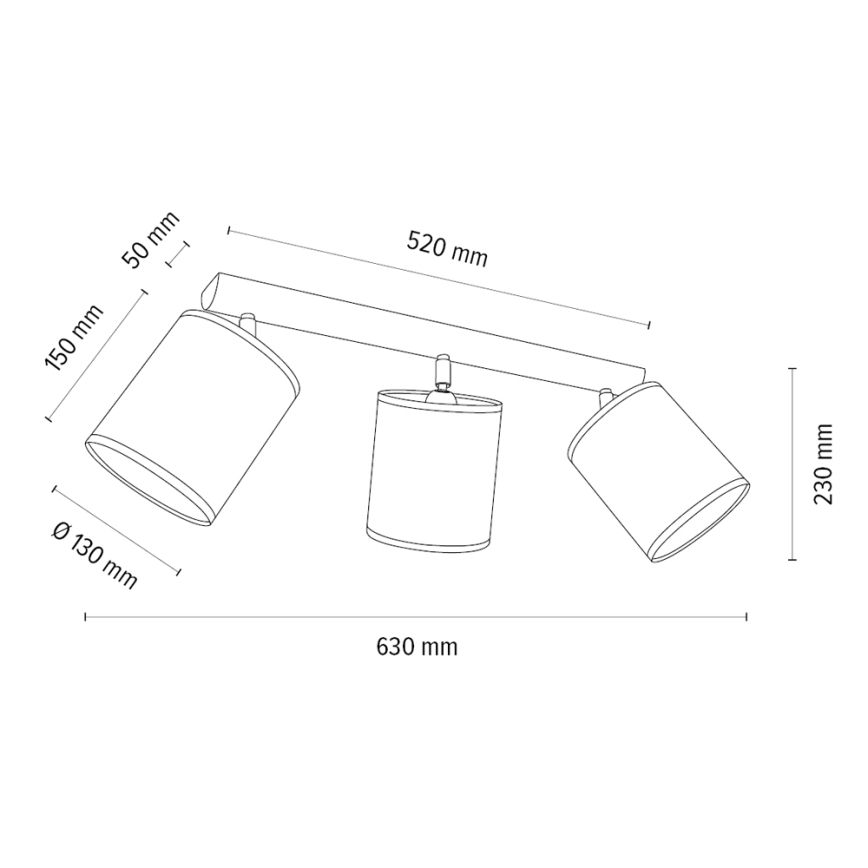 Stropna smerna svetilka BENITA 3xE27/25W/230V rjava/hrast