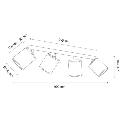 Reflektor BENITA 4xE27/25W/230V bela/hrast – FSC certifikat