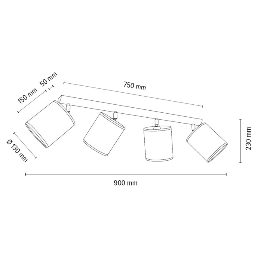 Reflektor BENITA 4xE27/25W/230V bela/hrast – FSC certifikat