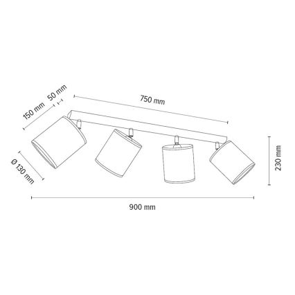 Reflektor BENITA 4xE27/25W/230V rjava/hrast – FSC certifikat