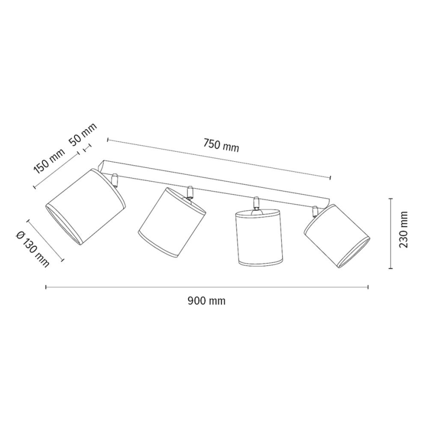 Smerna stropna svetilka BENITA 4xE27/25W/230V rjava/hrast