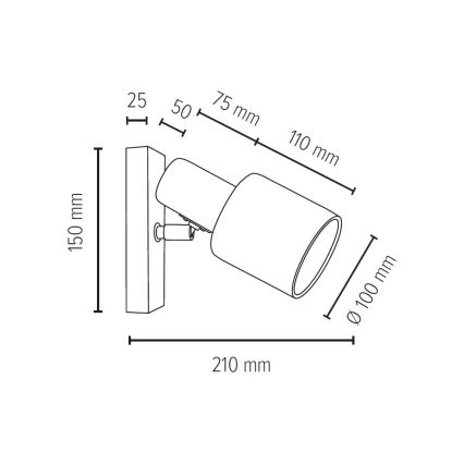Stenski reflektor TREEHOUSE 1xE27/25W/230V hrast - FSC certifikat