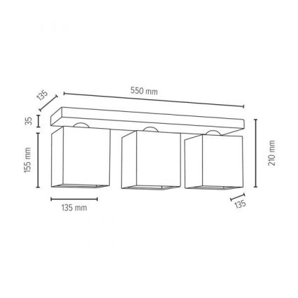 Stropna svetilka GREAT 3xE27/25W/230V beton - FSC certifikat