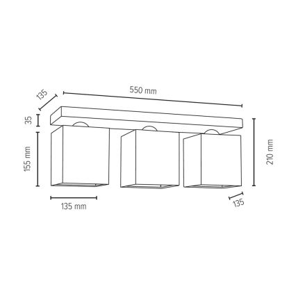 Stropna svetilka INGER 3xE27/25W/230V hrast - FSC certifikat