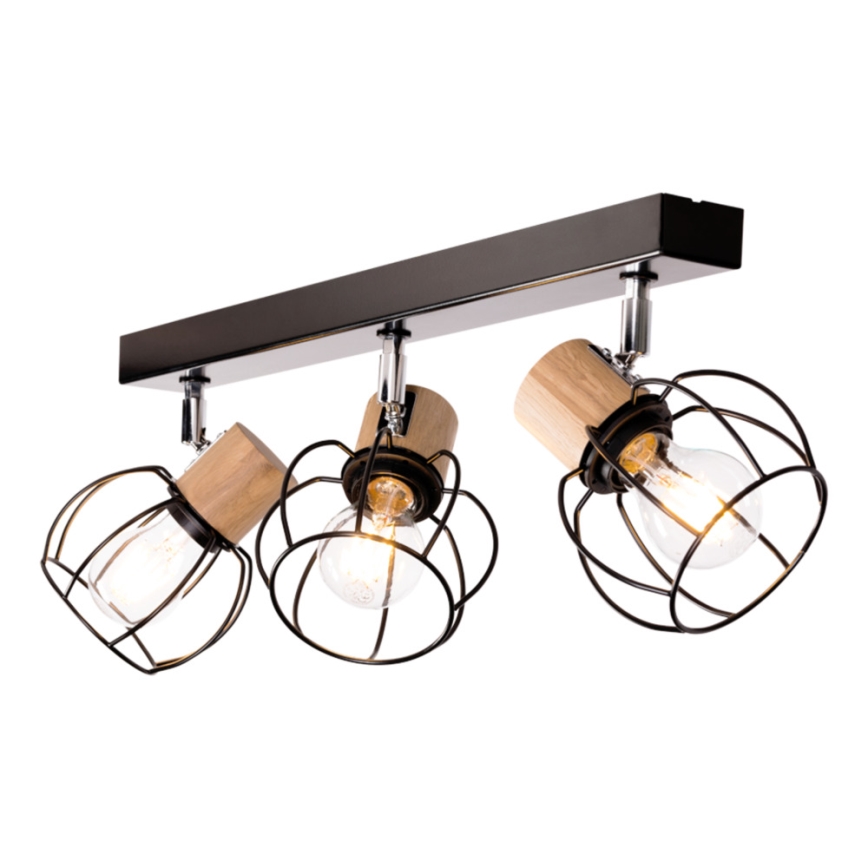 Stropni reflektor PHIPHI 3xE27/60W/230V hrast