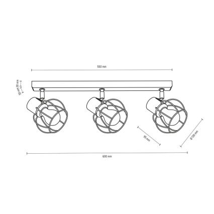 Stropni reflektor PHIPHI 3xE27/60W/230V hrast - FSC certifikat