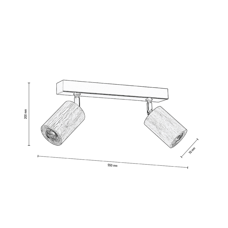 LED Stropni reflektor MATTI 2xGU10/5W/230V hrast - FSC certifikat