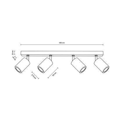 LED Stropni reflektor MATTI 4xGU10/5W/230V hrast - FSC certifikat