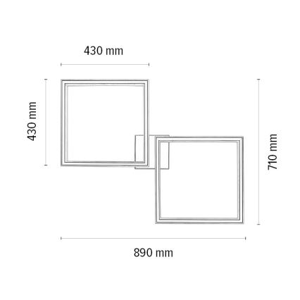 LED Zatemnitvena stropna svetilka RAMME 2xLED/24W/230V hrast