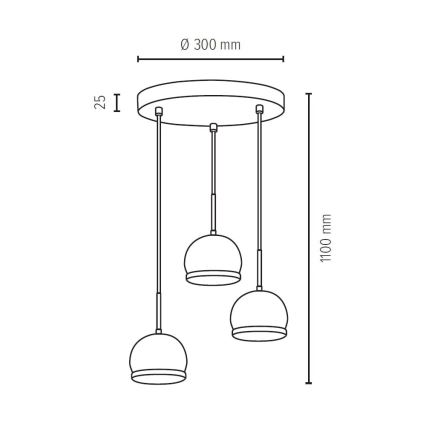 LED Lestenec na vrvici BALL WOOD 3xGU10/5W/230V bukev - FSC certifikat