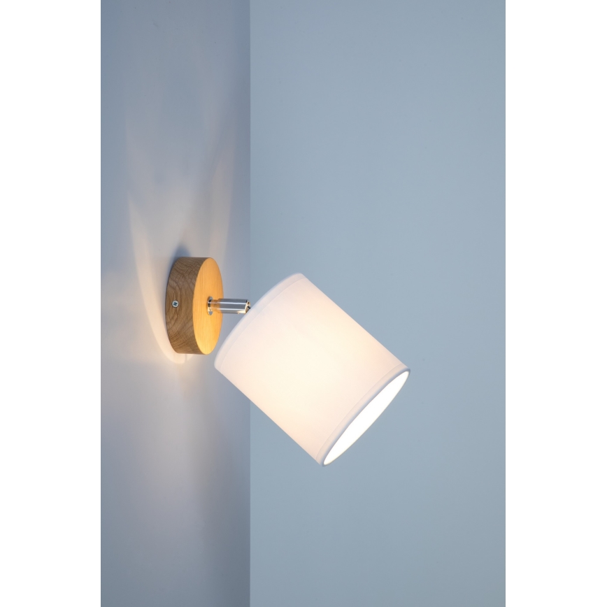 Stenska svetilka APRILLIA 1xE27/25W/230V hrast bela - FSC certifikat