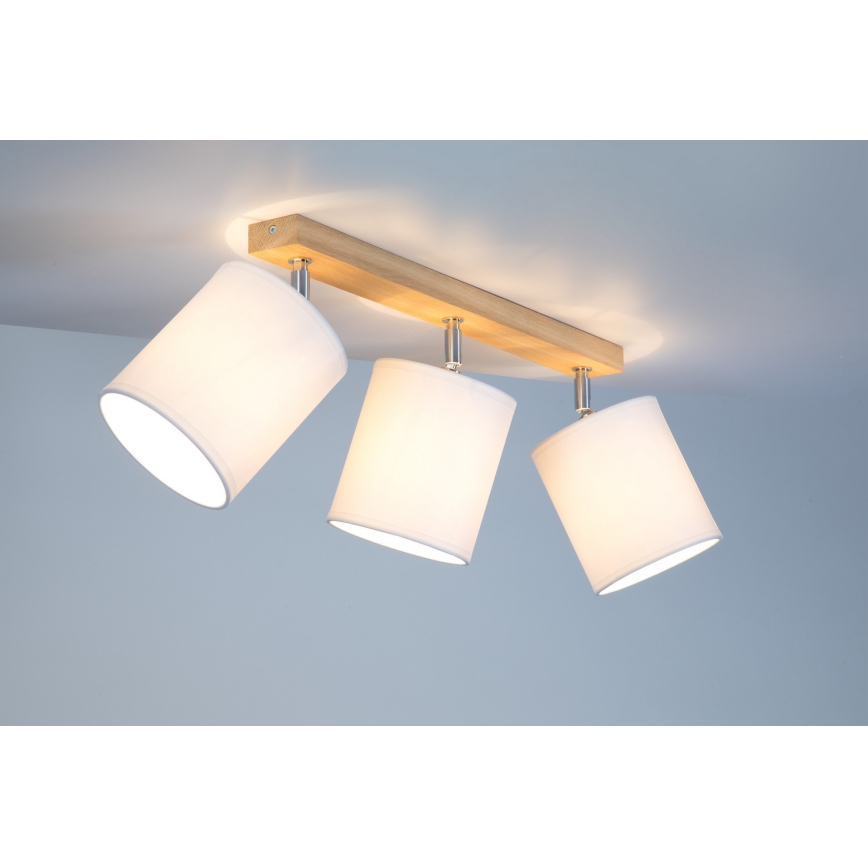 Reflektor APRILLIA 3xE27/25W/230V hrast bela - FSC certifikat
