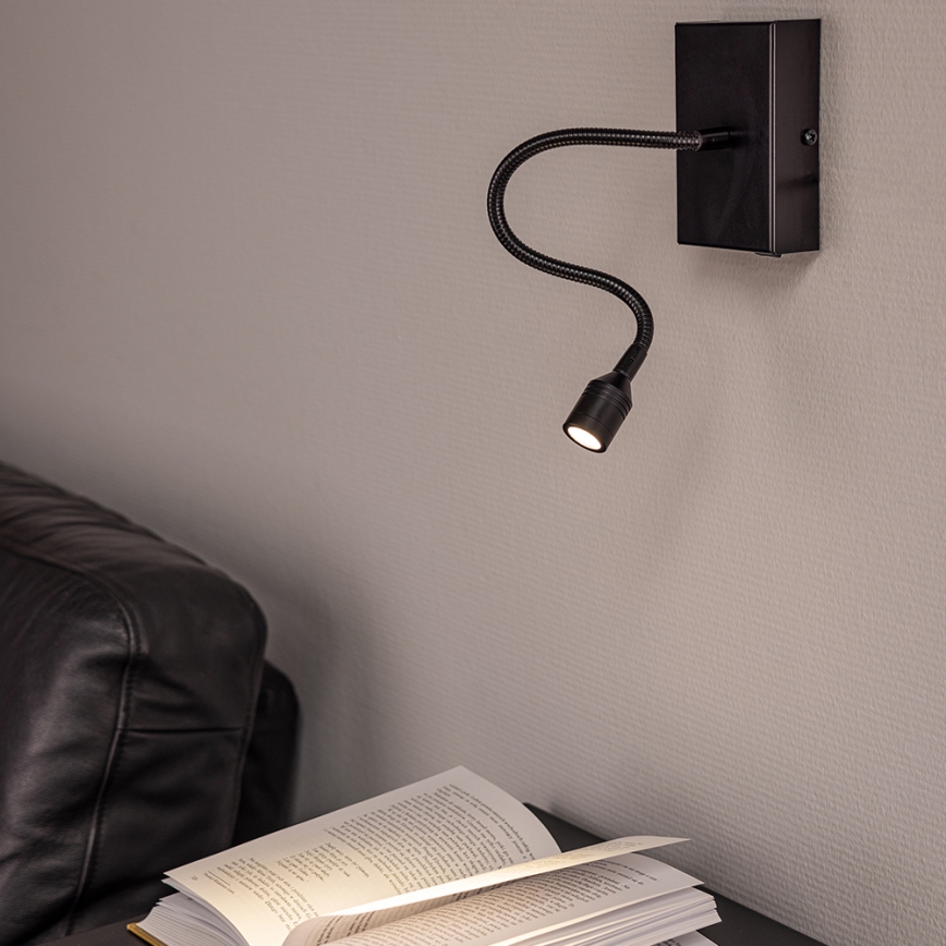 LED Stenska svetilka LECTOR LED/2,5W/230V črna