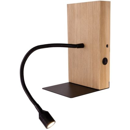 LED Stenska svetilka LECTOR LED/2,5W/230V USB hrast