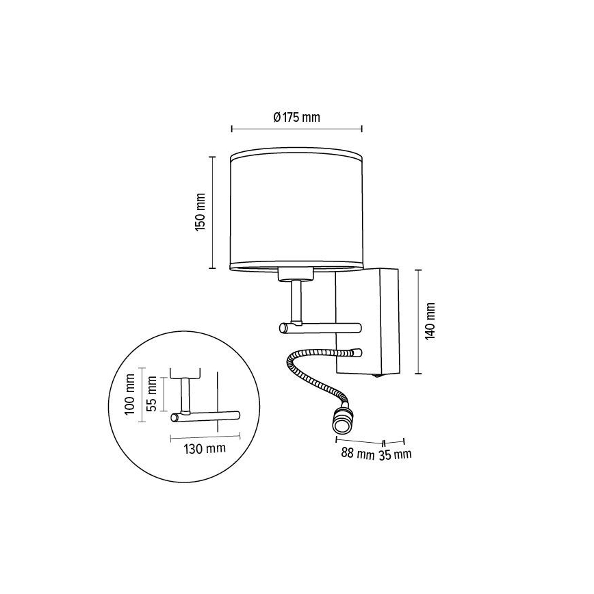 Fleksibilna svetilka BOHO 1xE27/25W + LED/1W/230V hrast