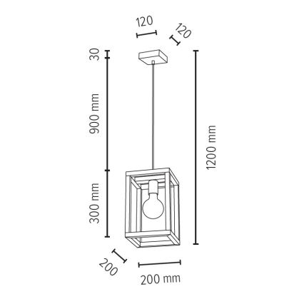 Lestenec na vrvici KAGO 1xE27/60W/230V mat hrast - FSC certifikat