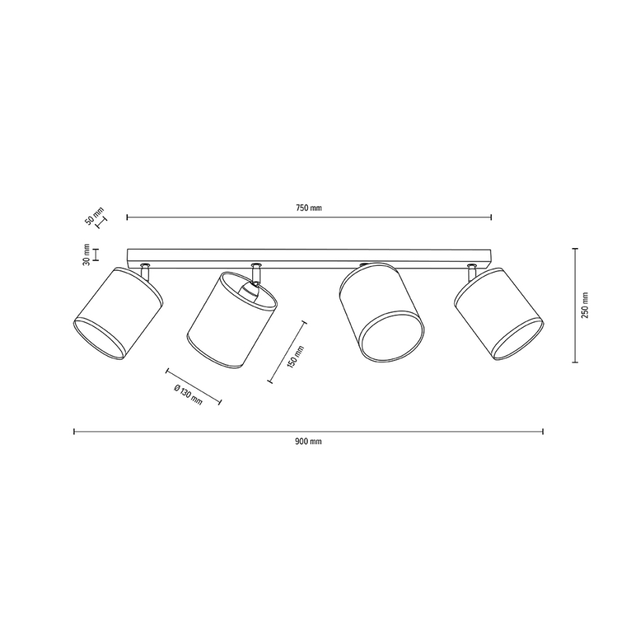 Stropna točkovna svetilka BOHO 4xE27/25W/230V hrast