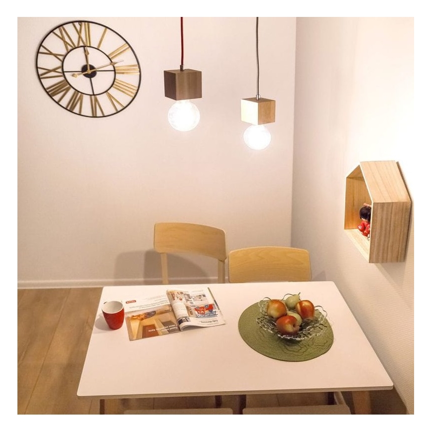 Lestenec na vrvici TRONGO 1xE27/60W/230V hrast - FSC certifikat