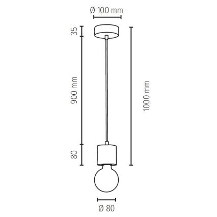 Lestenec na vrvici PINO 1xE27/60W/230V bor - FSC certifikat